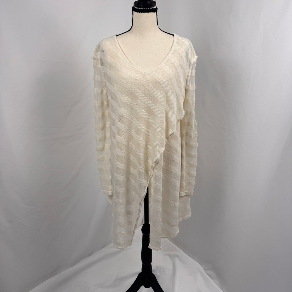 Free People We The Free Tunic Womens XS Ivory Sheer Stripe Asymmetrical
